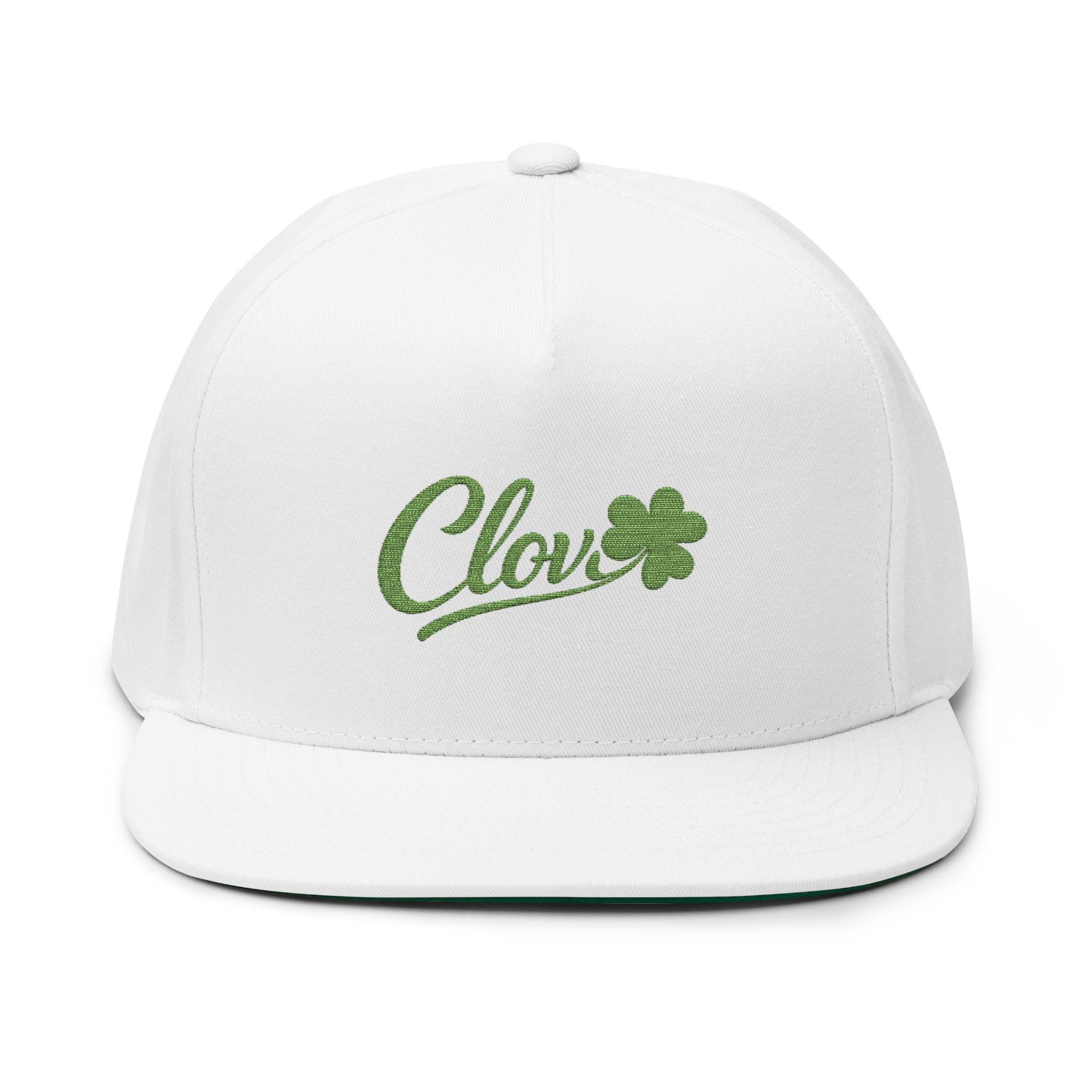 Embroidered Clova Flat Bill Cap