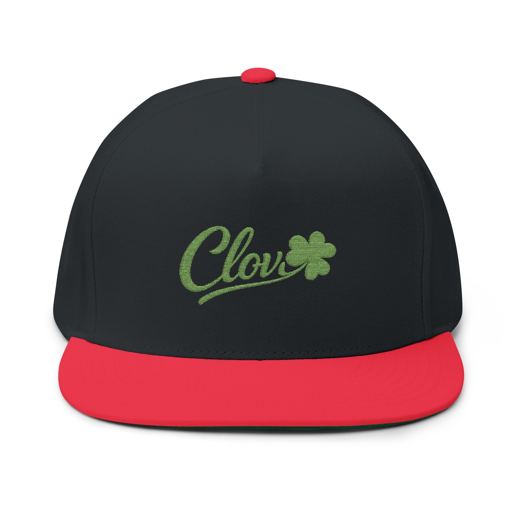 Embroidered Clova Flat Bill Cap