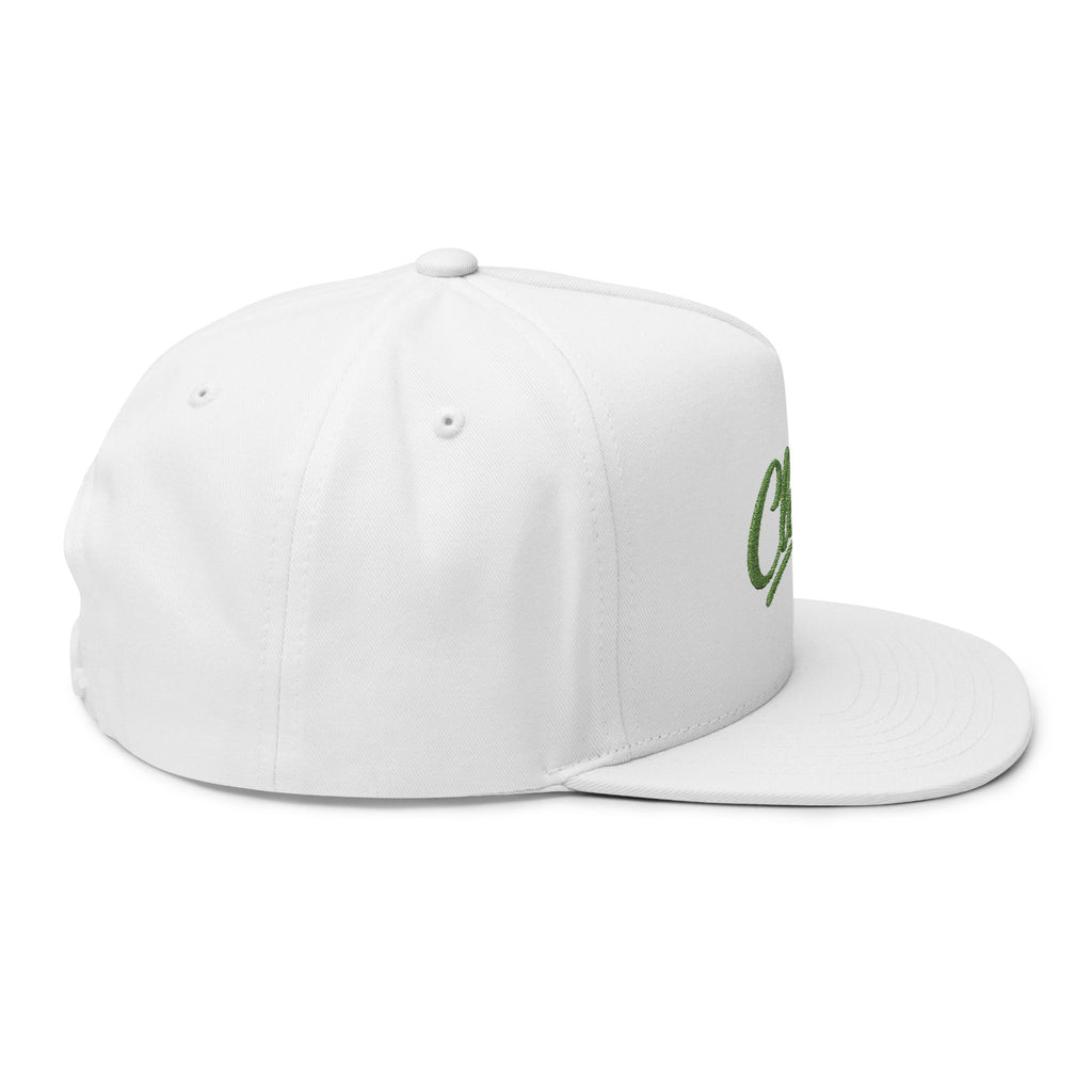 Embroidered Clova Flat Bill Cap