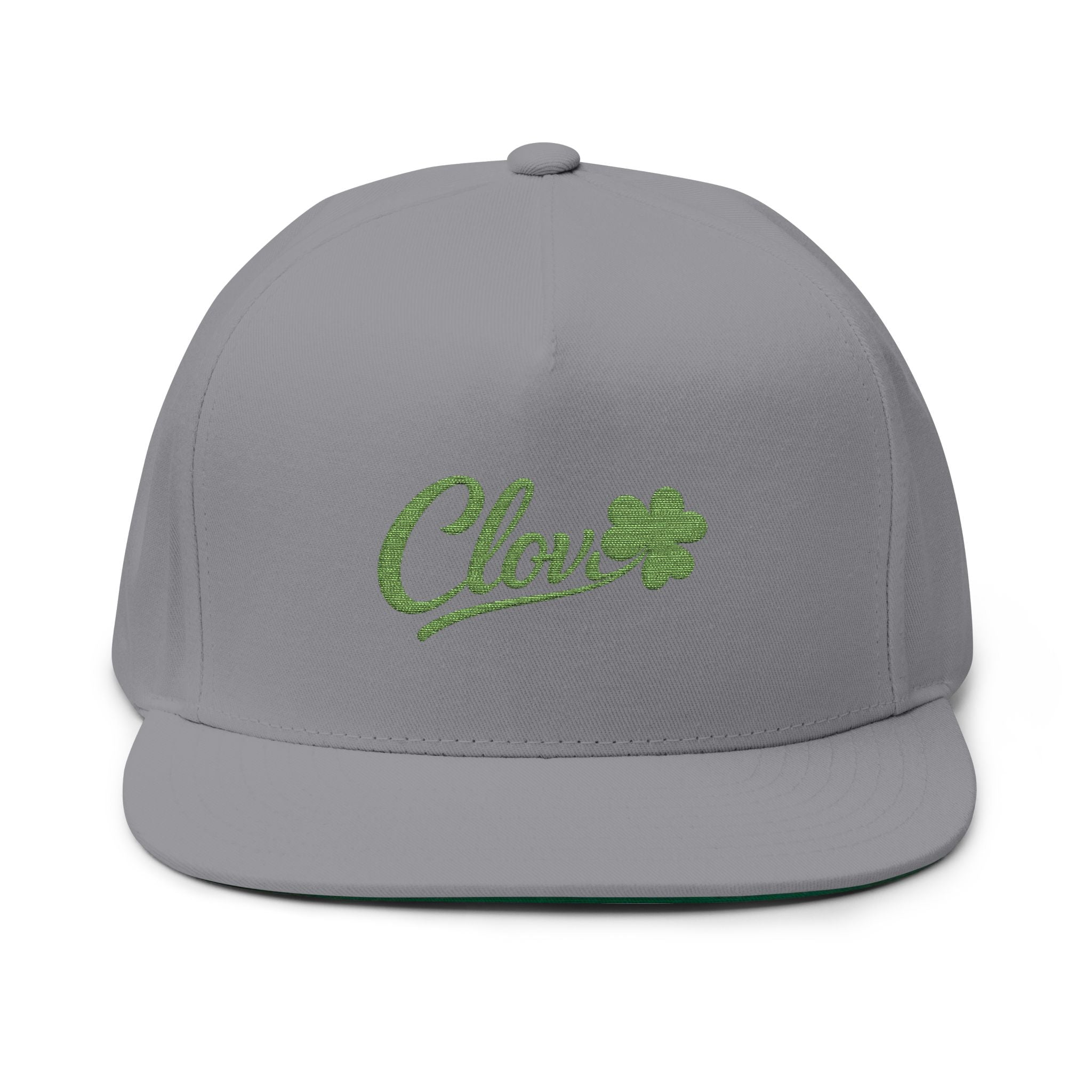 Embroidered Clova Flat Bill Cap