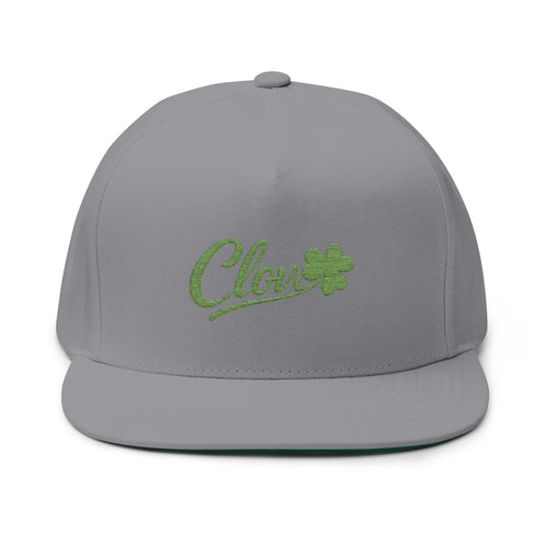 Embroidered Clova Flat Bill Cap