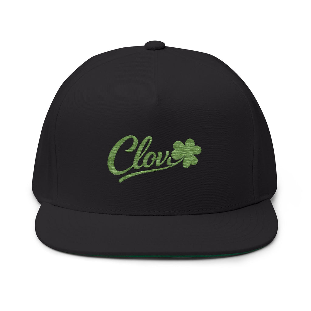 Embroidered Clova Flat Bill Cap