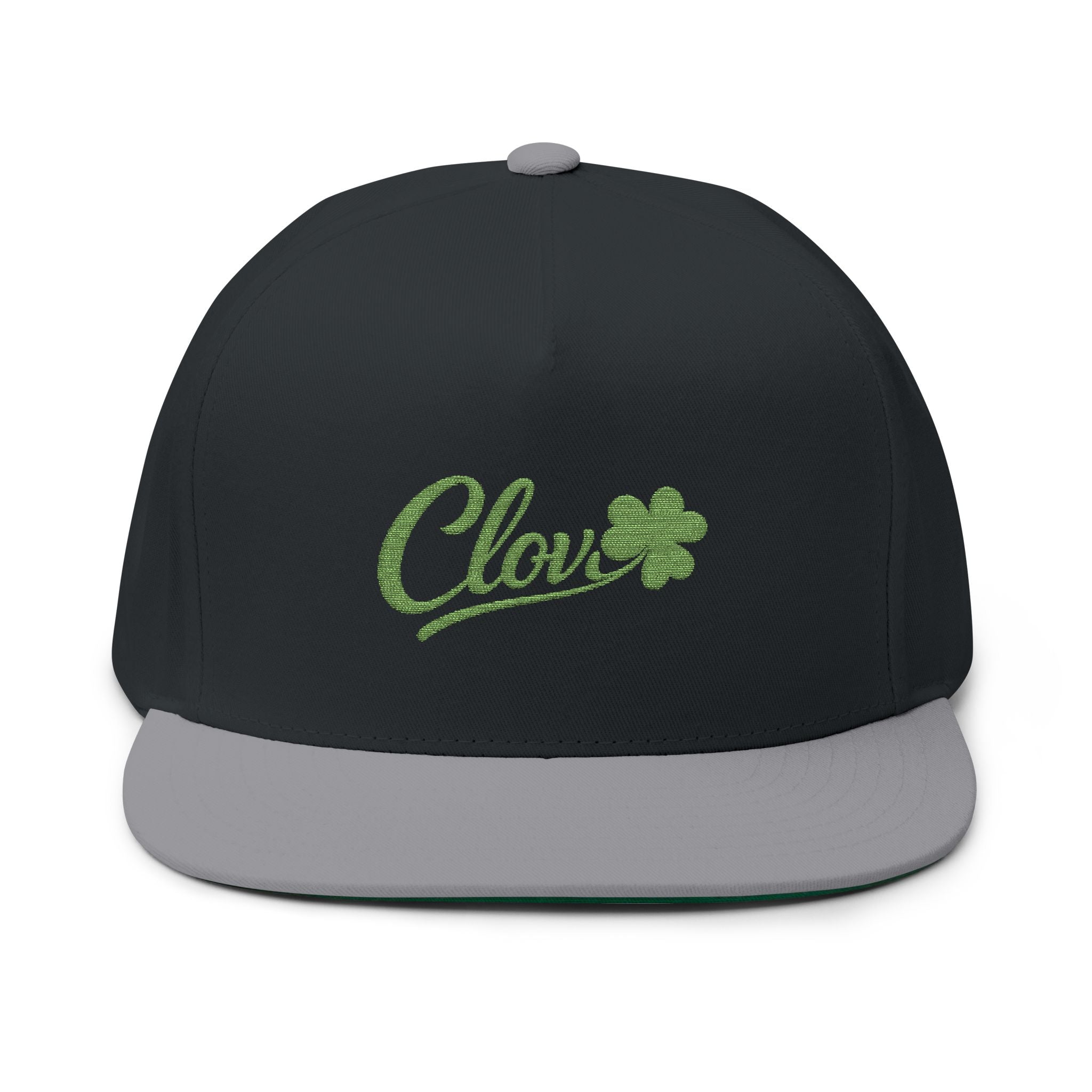 Embroidered Clova Flat Bill Cap
